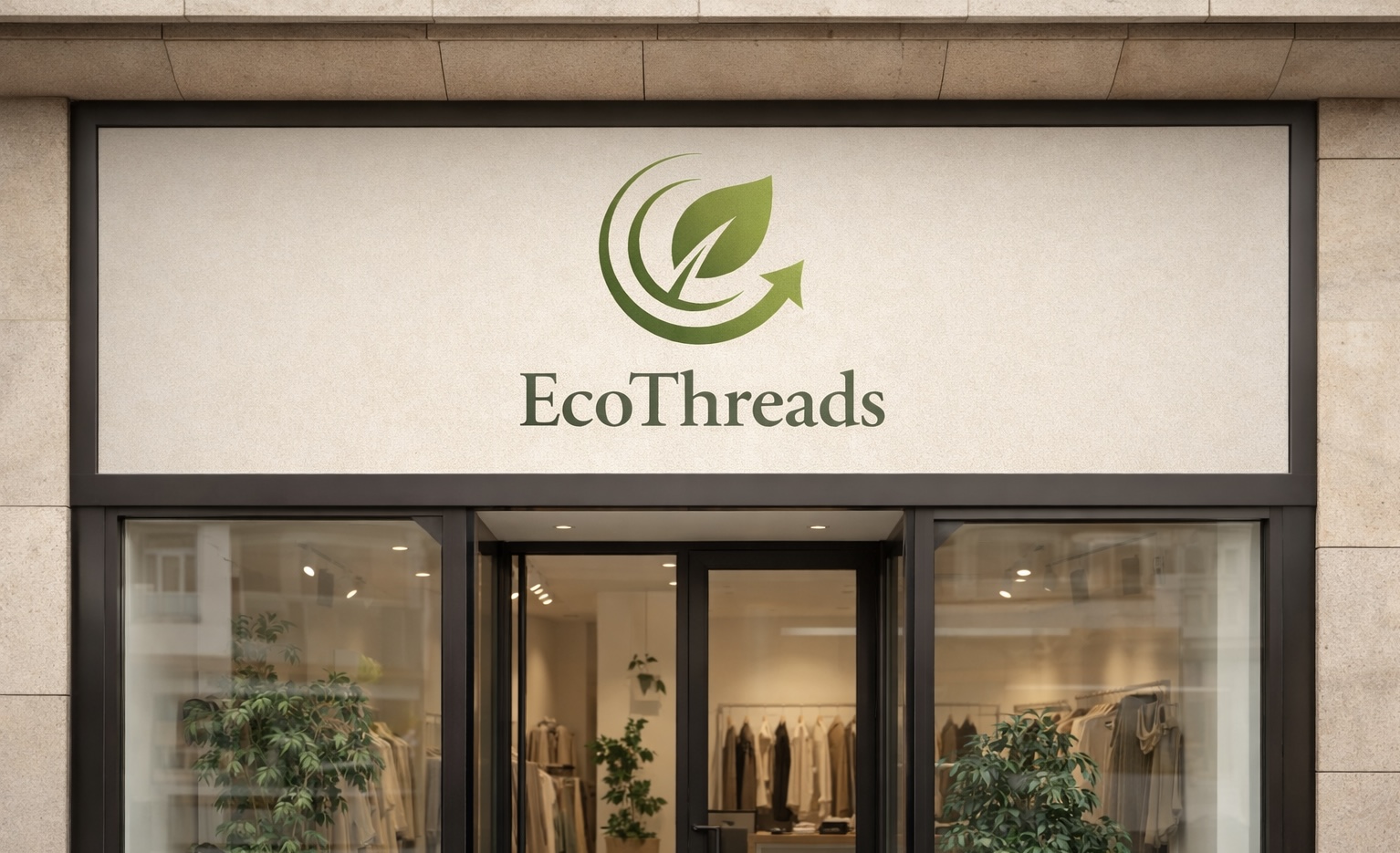EcoThreads storefront signage concept