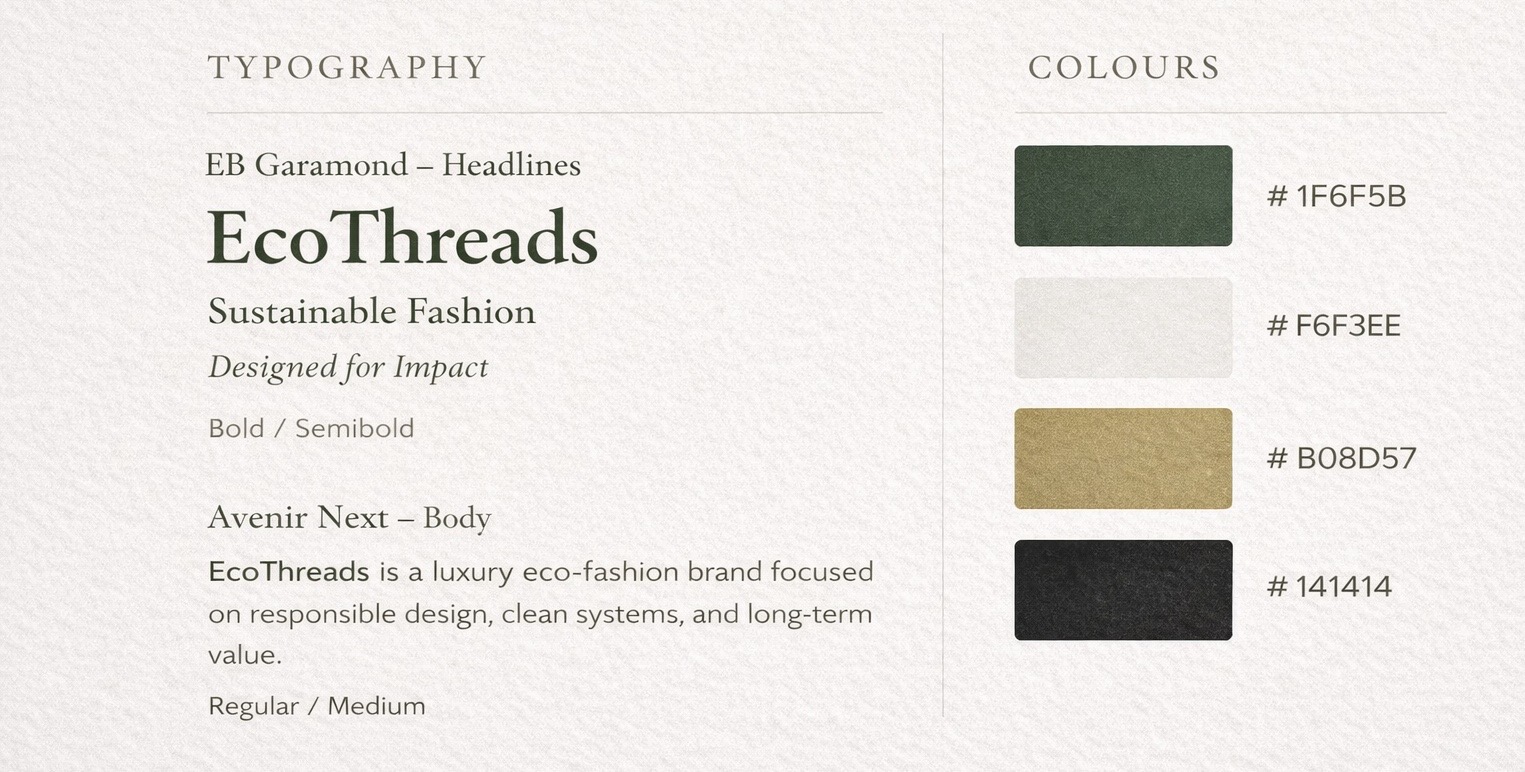 EcoThreads typography and colour palette