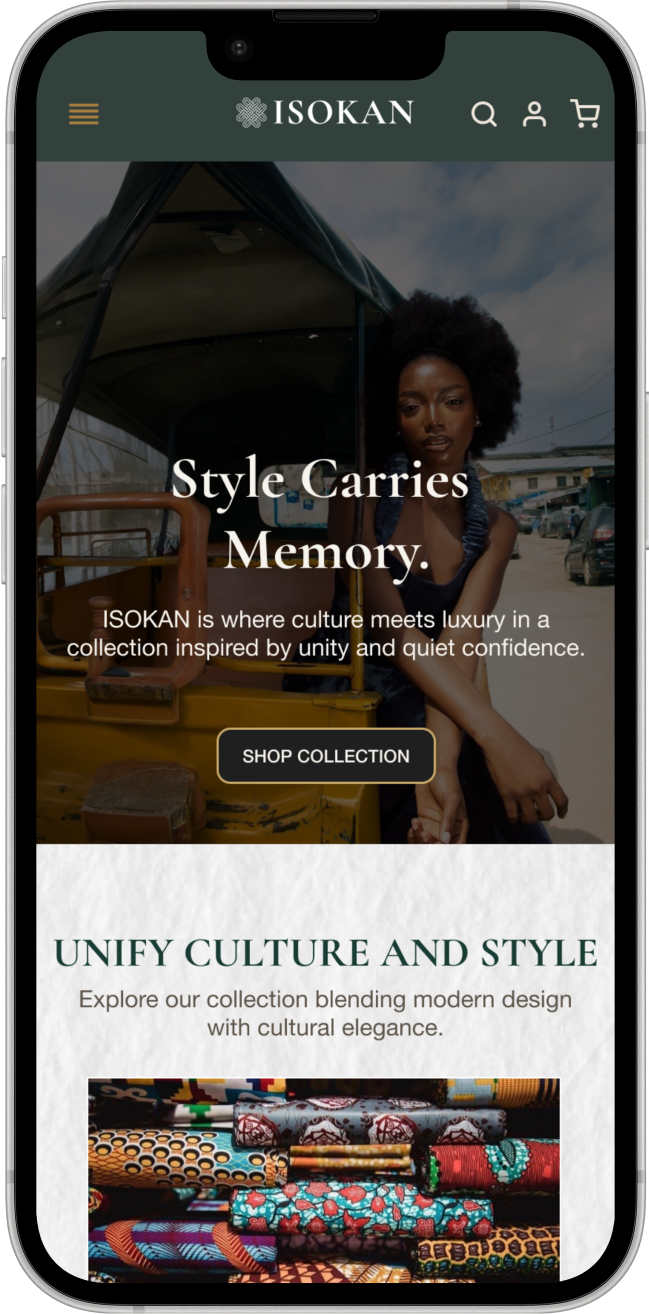 ISOKAN mobile homepage mockup