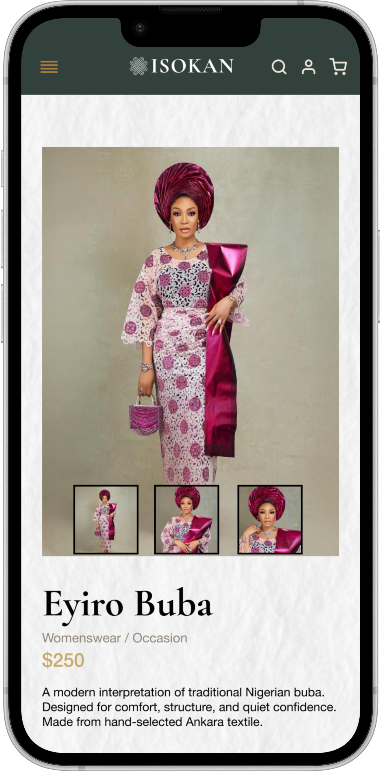 ISOKAN mobile shop page mockup