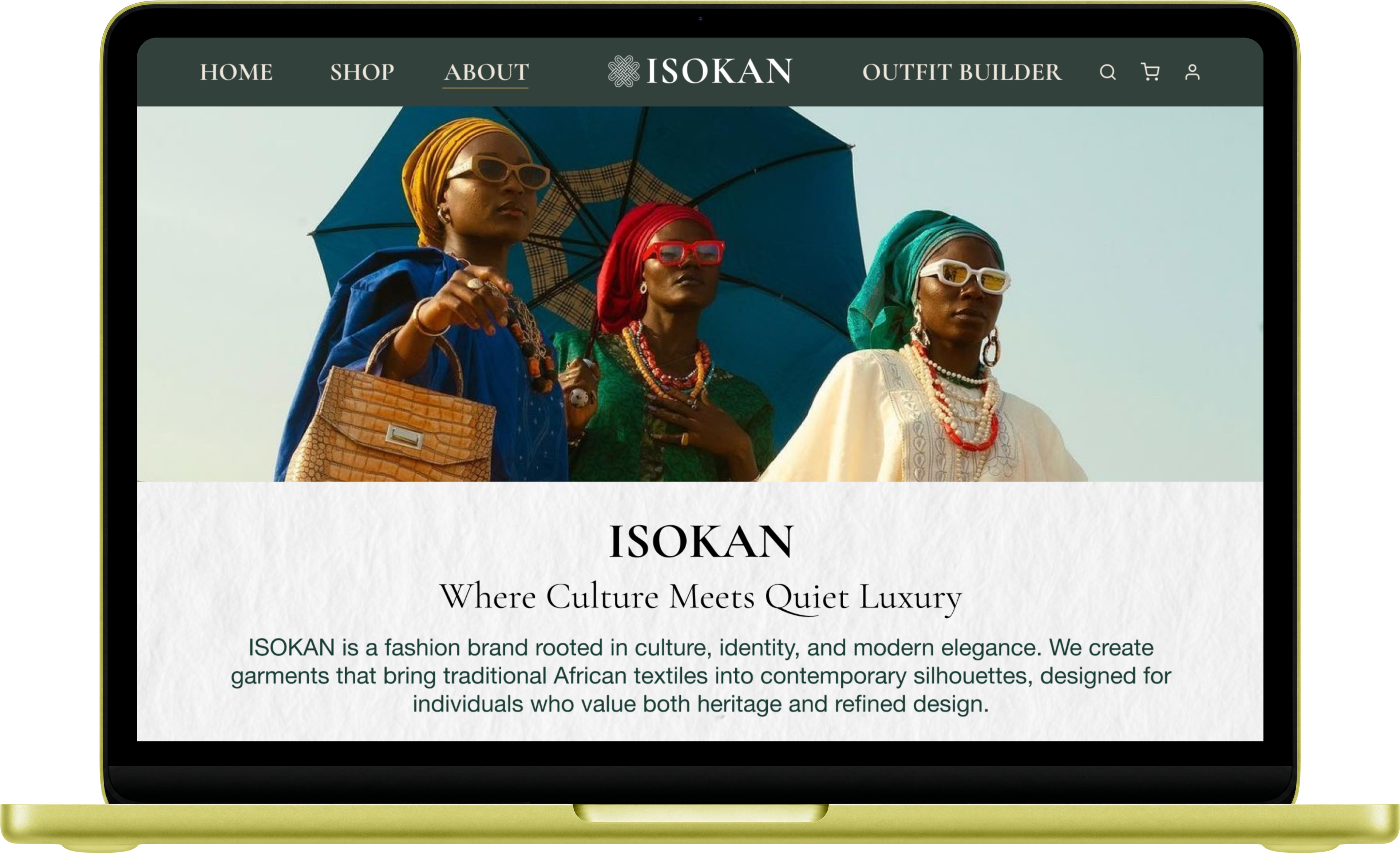 ISOKAN about page mockup on desktop