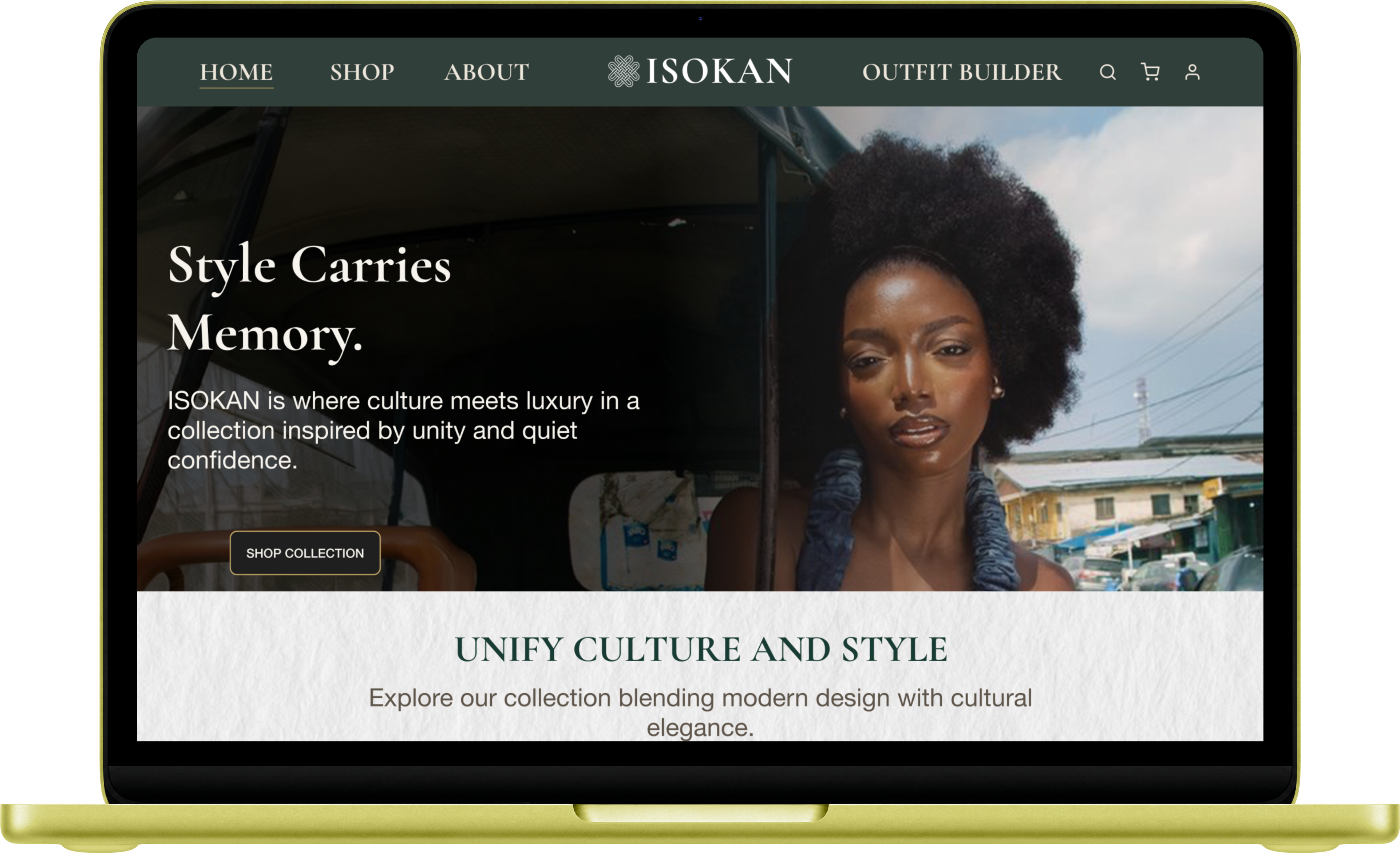 ISOKAN website homepage mockup on desktop